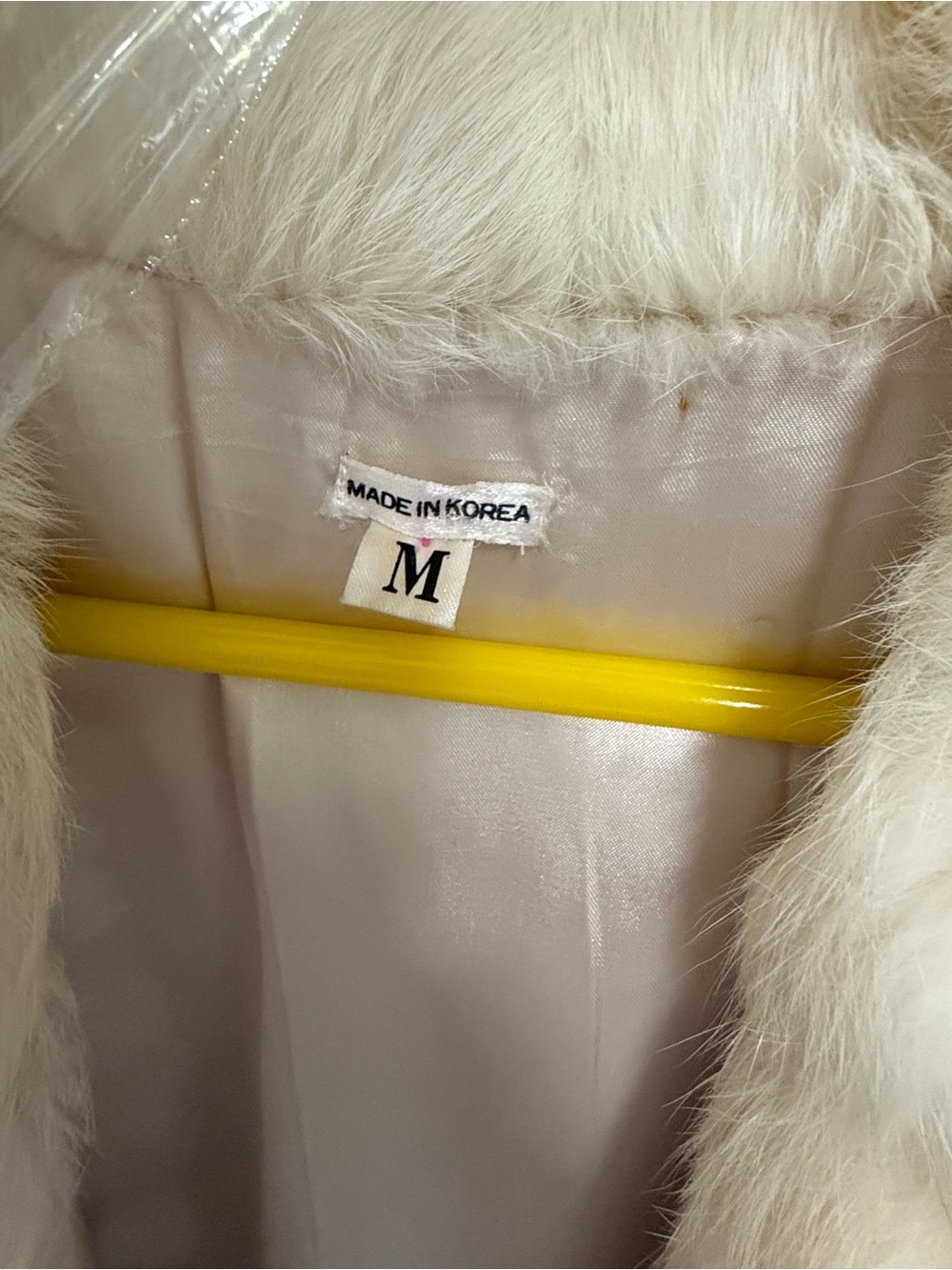 Classic Cream Rabbit Fur Coat for Women - Picture 2 of 3